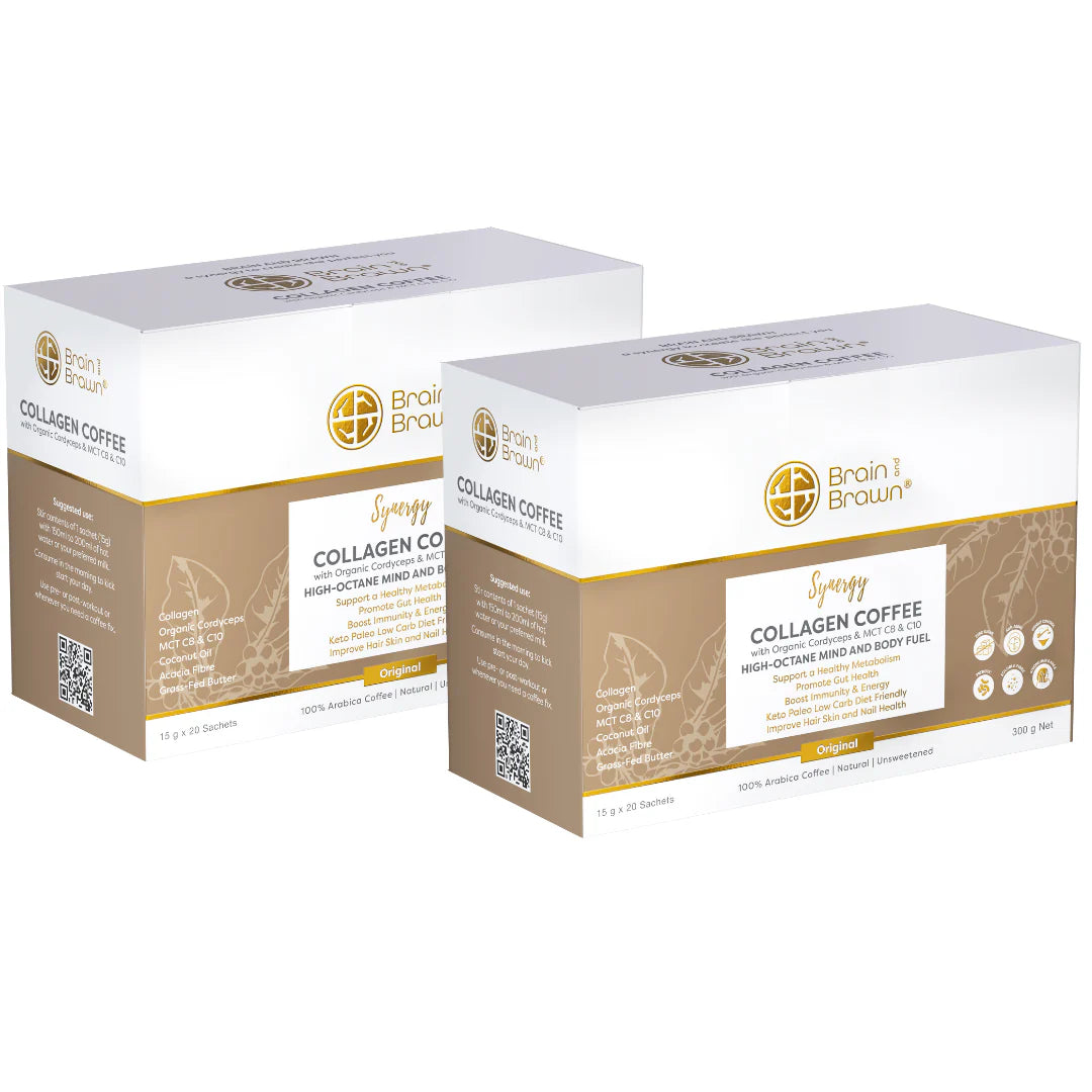 Collagen Coffee (Synergy) with Organic Cordyceps & MCT C8 & C10 600g (40 x 15g Sachets)