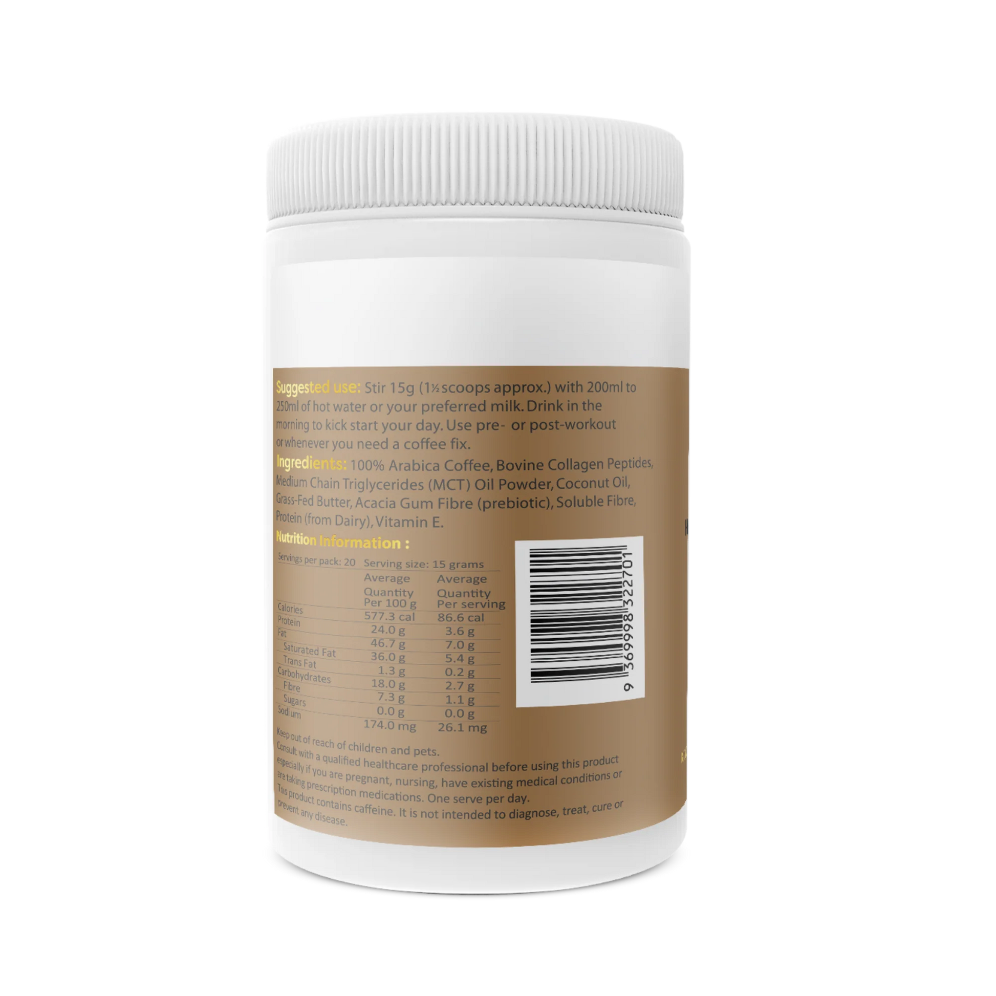 Collagen Keto Coffee - with MCT C8 & C10 and Grass-Fed Butter 20 servings